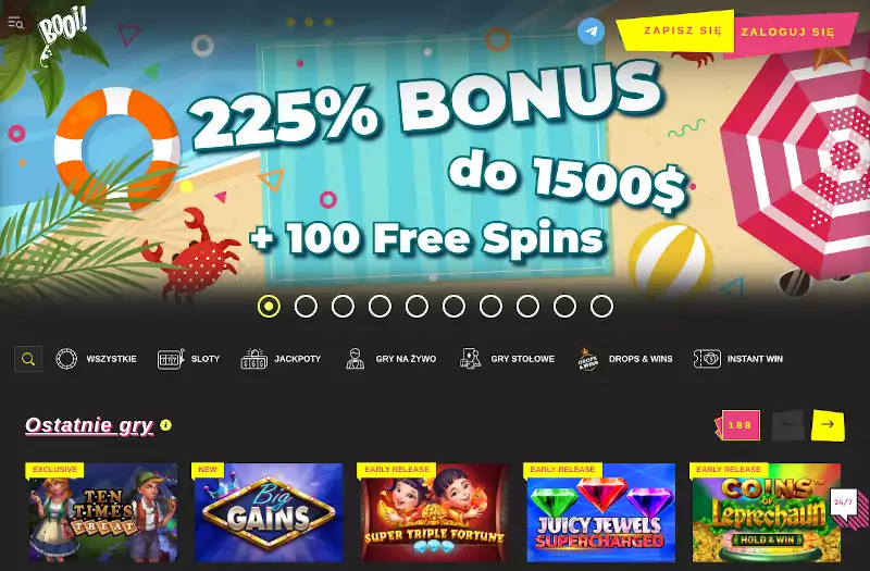 Booi Casino strona kasyno depozyt 10 zł BLIK