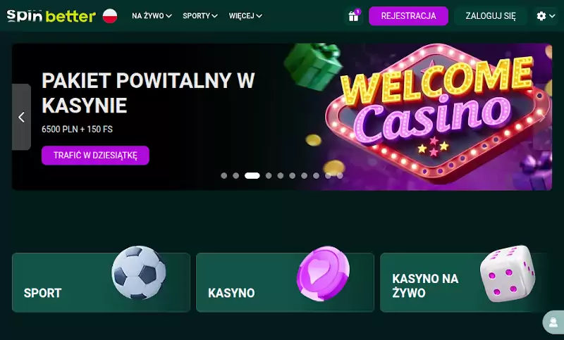 SpinBetter Casino najlepsze kasyno BLIK z depozytem 5 zł