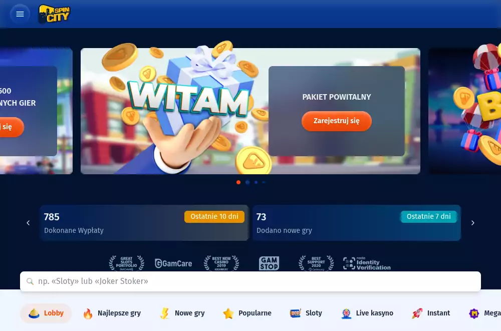 SpinCity Casino strona kasyno online BLIK 10 zł